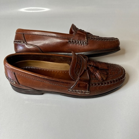 Johnston & Murphy Passport Brown Leather Tasseled Woven Loafers Men\'s 10.5 N main image 6